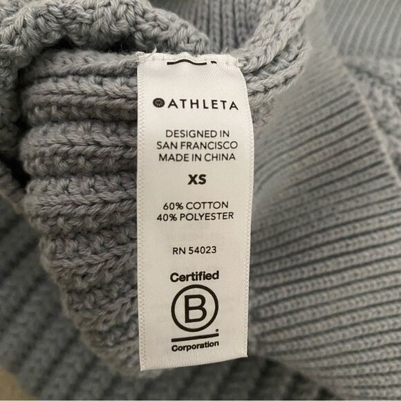 NWT Athleta Teton V-neck Sweater Blue Gray Knit Pullover size XS - Picture 11 of 16